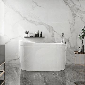 47.2″ Modern Oval Acrylic Freestanding Japanese Deep Soaking Bathtub